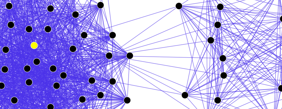 복잡하게 얽힌 사회 관계망 다이어그램
