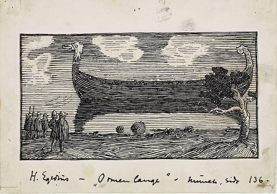 노르웨이 화가 할프단 에게디우스가 그린 바이킹 왕의 함선 오르멘 랑게